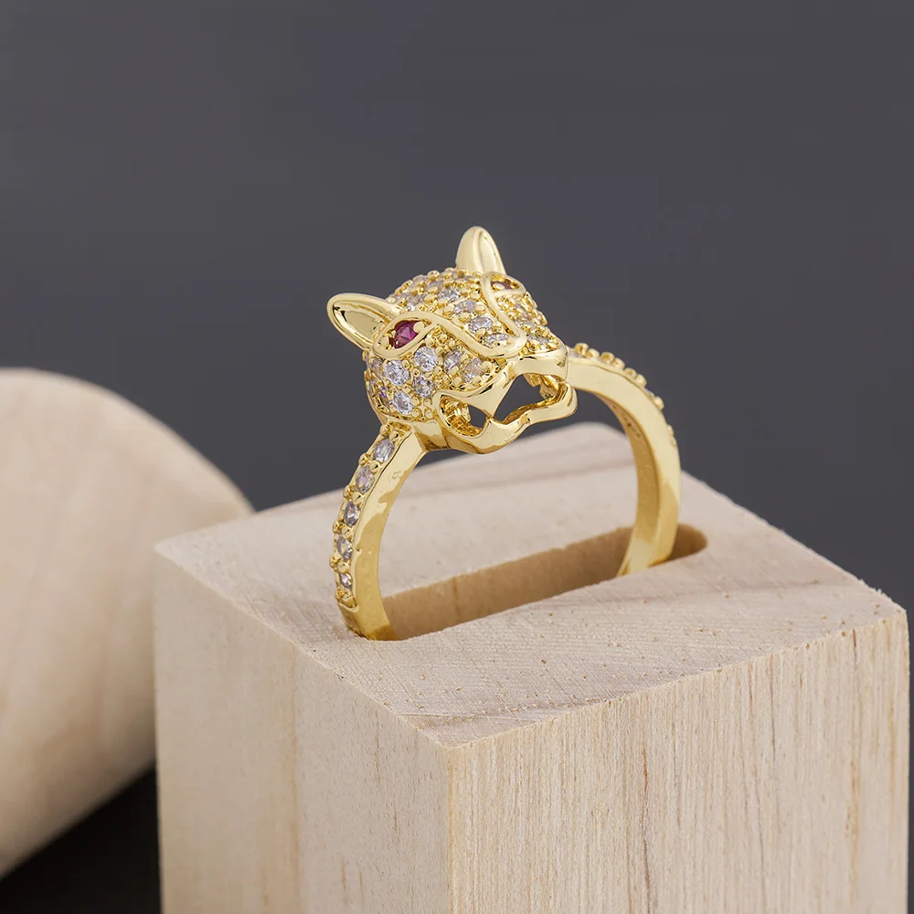 AIBEF AAA Cubic Zirconia Crystal Opening Bull Animal Gold Color Adjustable Finger Rings Women Fashion Statement Jewelry Gift