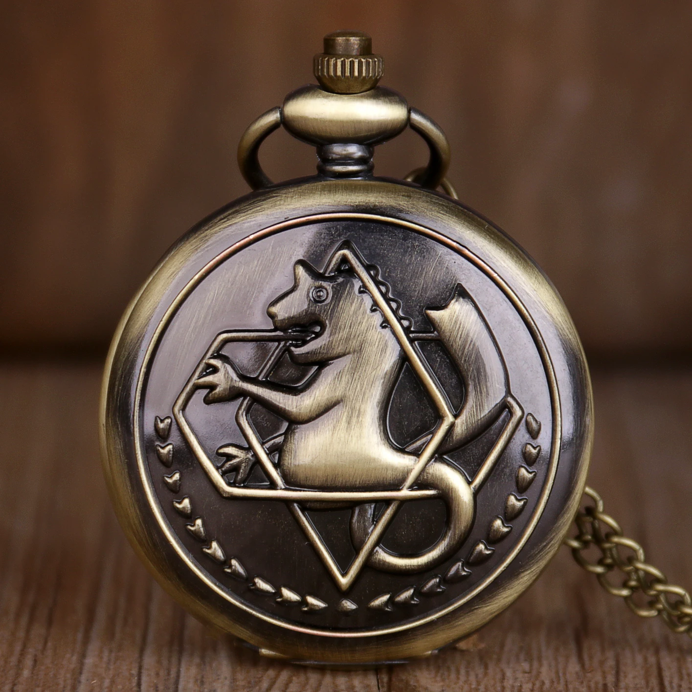 Reloj de bolsillo de cuarzo antiguo FullMetal Alchemist Edward Elric Cosplay con colgante collar hombres mujeres reloj Fob