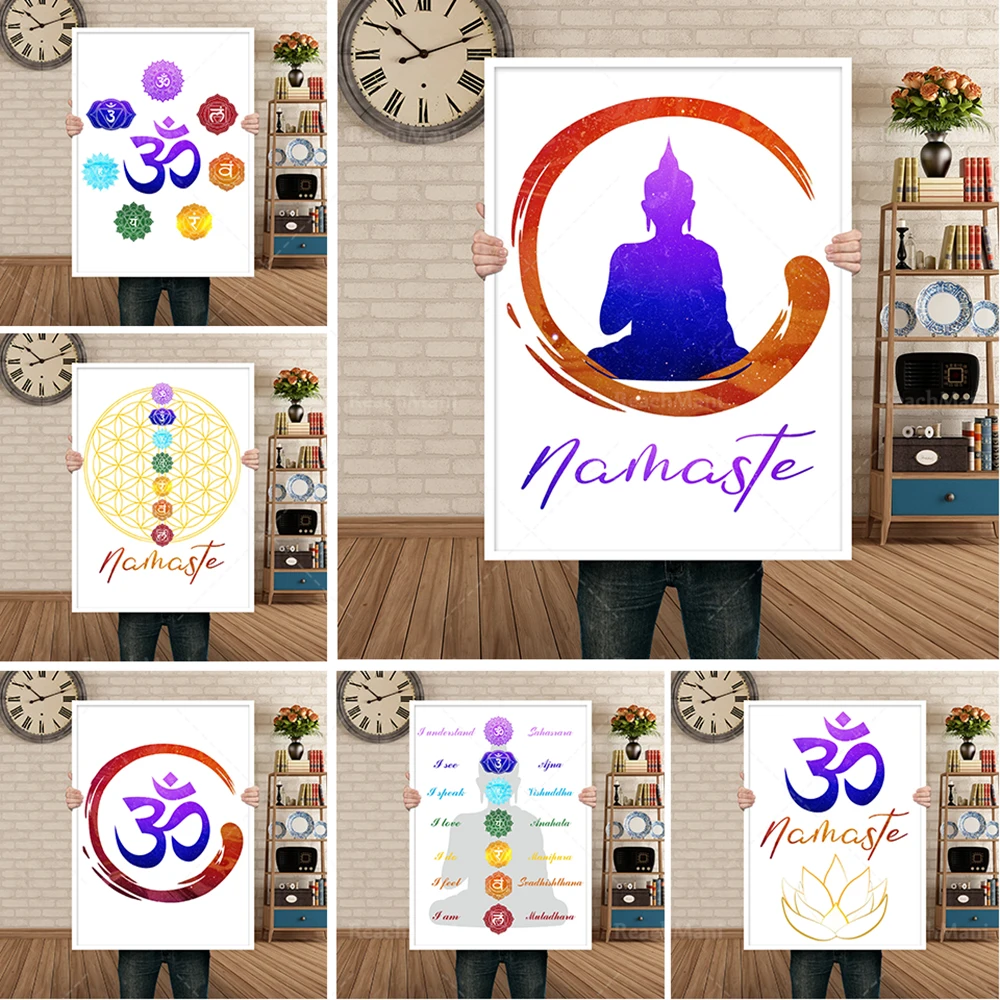 Affiche de Yoga 7 Chakras, Art de Méditation, Cadeau Spirituel Ohm