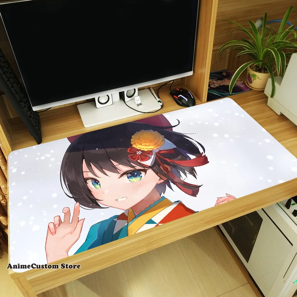 Game Hololive VTuber Oozora Subaru Large Thicken Mouse Pad Laptop Mice Mat Tabletop Keyboard Mat Anti-Slip Playmat Cosplay Gift