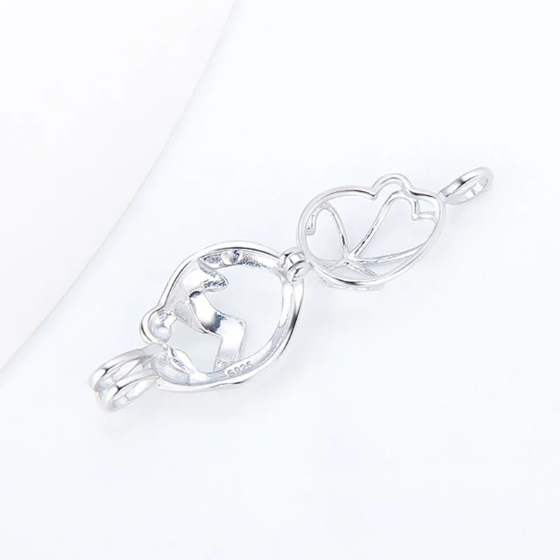 CLUCI 925 Sterling Silver Cage Pendant Pearl Locket Necklace Gift for Mother Love Charms Pendant Silver 925 Pearl Locket SC207SB