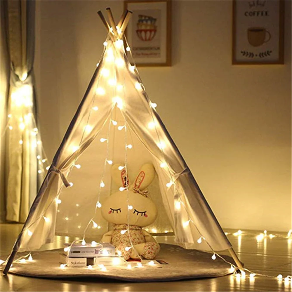 USB/Battery Power LED Ball Garland Lights Fairy String Waterproof Outdoor Lamp Christmas Holiday Wedding Party Lights Decoration