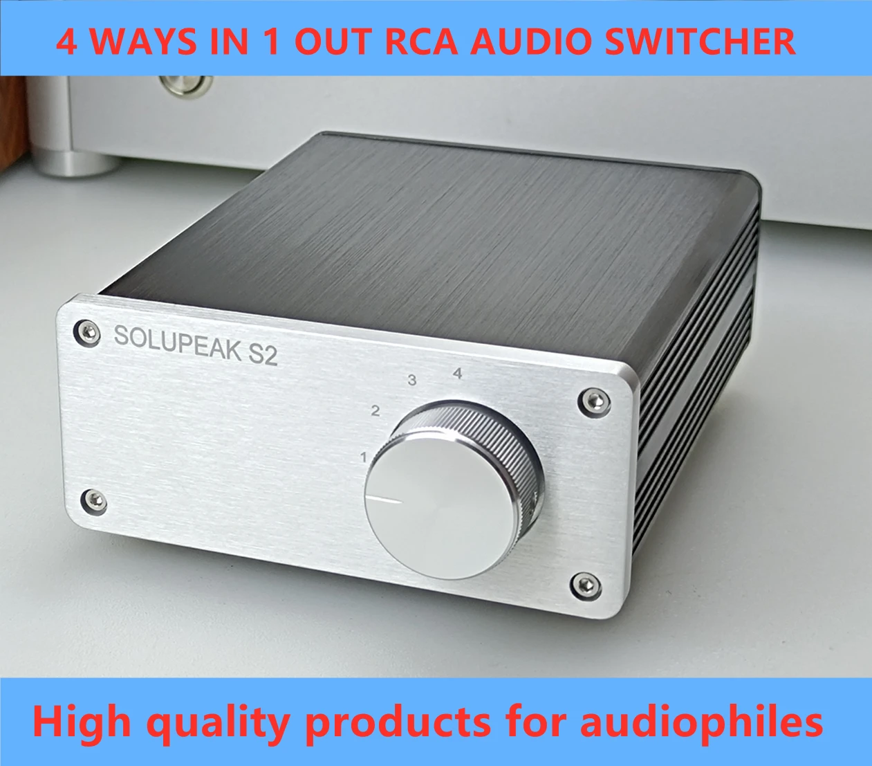 Premium 4 in 1 out RCA Switch Box,Stereo Signal Source input selector Audio switcher Splitter,schalter distributor composite box