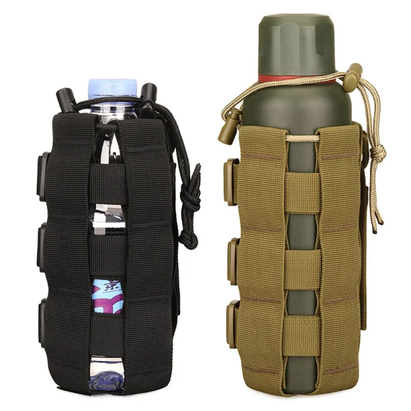 Molle Bag Tactical Water Bottle Pouch Bag  Outdoor  Hiking cycling Drawstring Water Bottle Holder Kettle Carrier Bag