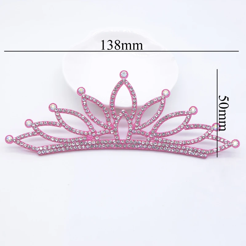 6Pcs 138*50mm Padded Crown Rhinestone Patches for DIY Clothes Hat Shoes Crafts Decor Applique Headwear Bow Jewelry Accessories