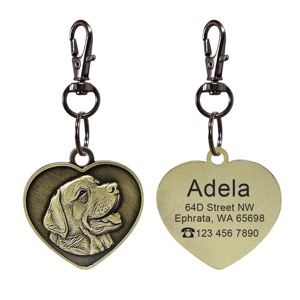 Custom Dog ID Tag Engraved Personalized Name ID Tag For Dogs Cats Puppy Round Metal Nameplate Pet Accessories