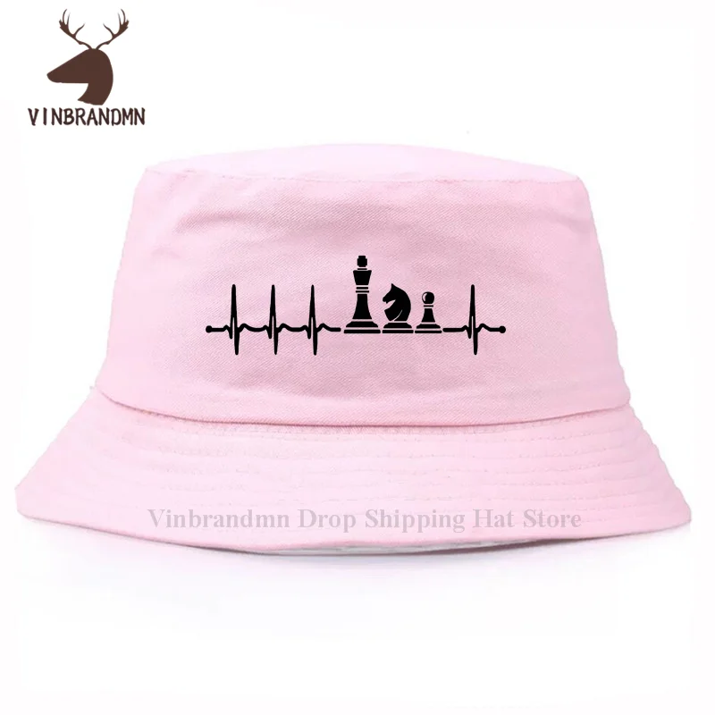 Chess Heartbeat Baseball caps Cotton King Queen 60s Board Game Horse Fan Player Dad Fishing hats 3D Printing summer Bucket hats