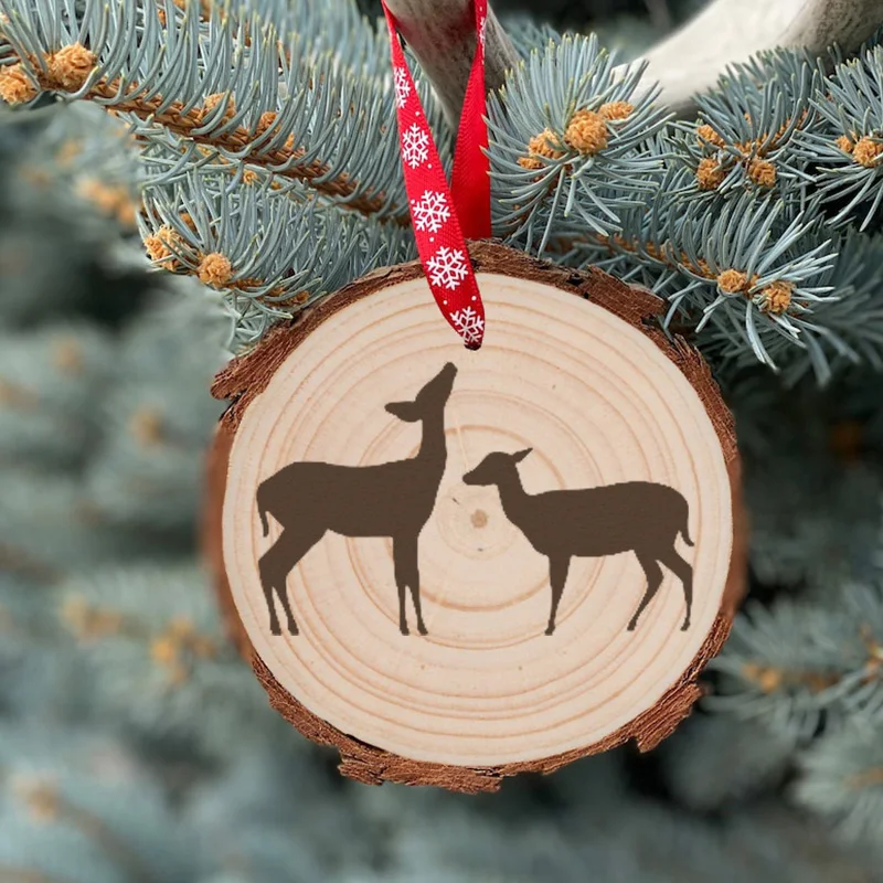 

Personalized Wood Doe Deer Christmas Ornament Home Decor Christmas Wood Anniversary Gift Custom Ornaments 1pcs