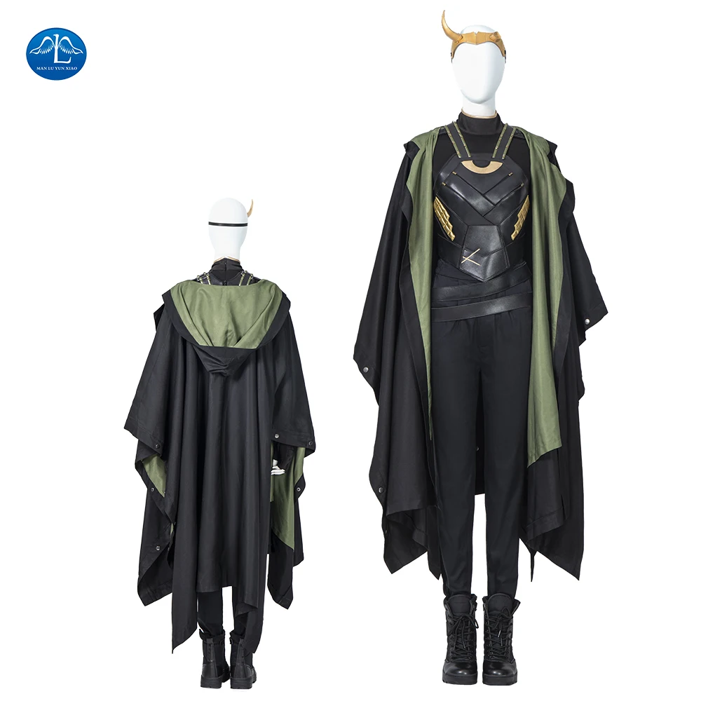 

ManLuYunXiao Halloween Outfit Lady Loki Cosplay Sylvie Lushton Costume Loki Helmet Women Cloak Uniform Custom Made