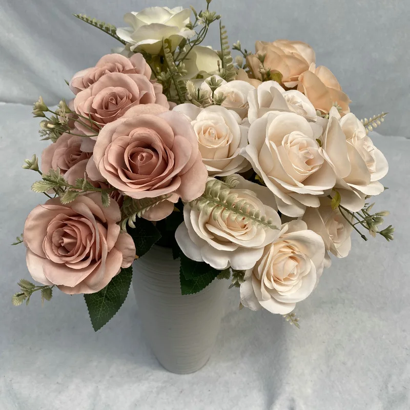 Künstliche Obst Runde Rose Seide Simulation Bouquet Hochzeit Braut Mit Blumen Hause Wohnzimmer Garten Grüne Pflanze Dekoration – Detail 2
