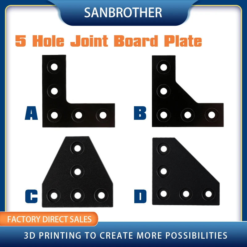 5 Holes 90 Degree Joint Board Plate Corner angle Bracket Connection Joint strip for 2020 Aluminum Profile L type 3d printer part