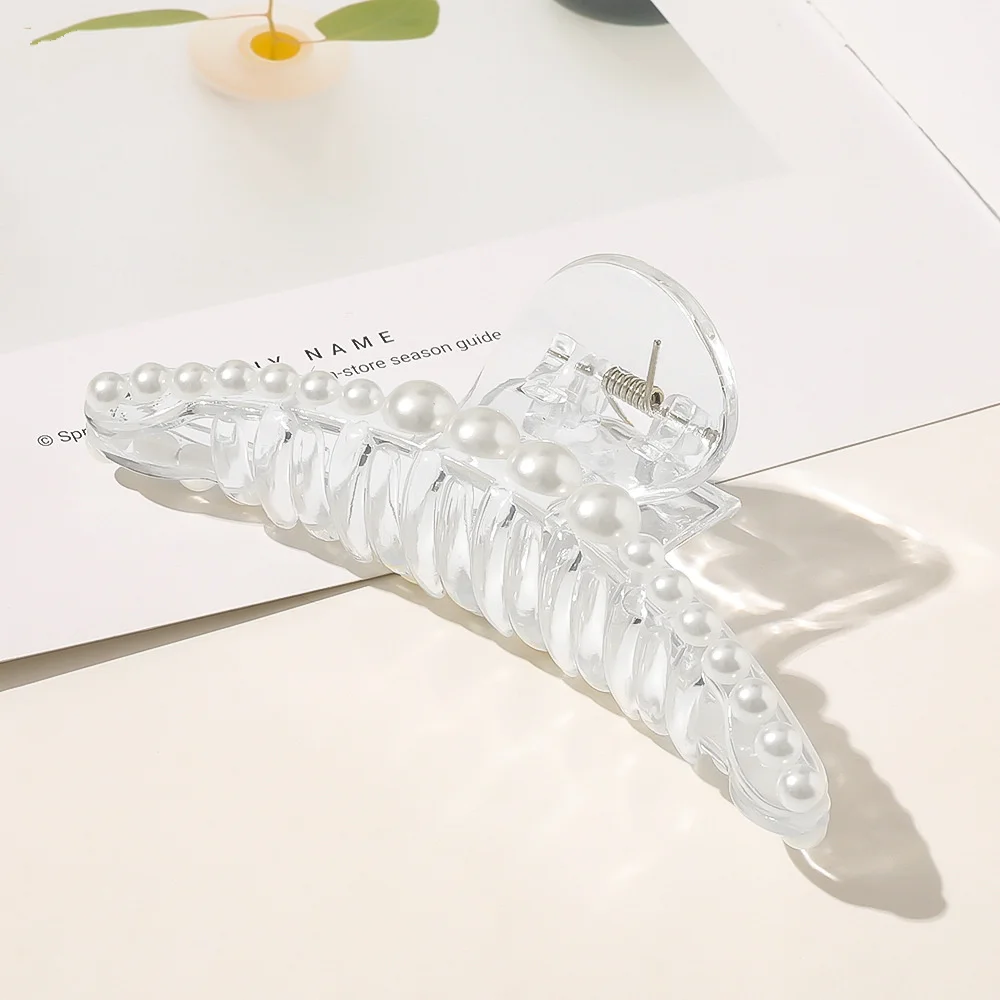 Neue große Perlen Acryl Haar Klaue Clips Krabben Haarnadeln große Make-up Haar Styling Haarspangen für Frauen Haar Zubehör Bogen Hairgrip – Detail 14