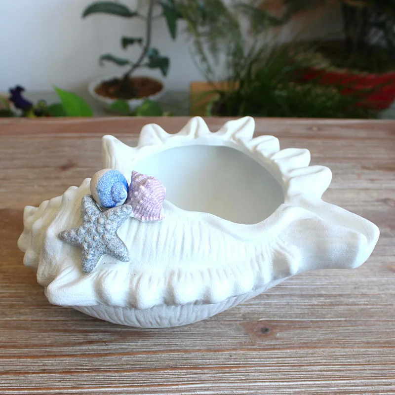 

WHYOU-Ceramic Conch Shells Flower Pot, Home Desk Decoration, Entrance Key Tray, Storage, Wedding Gifts, 1 Pc