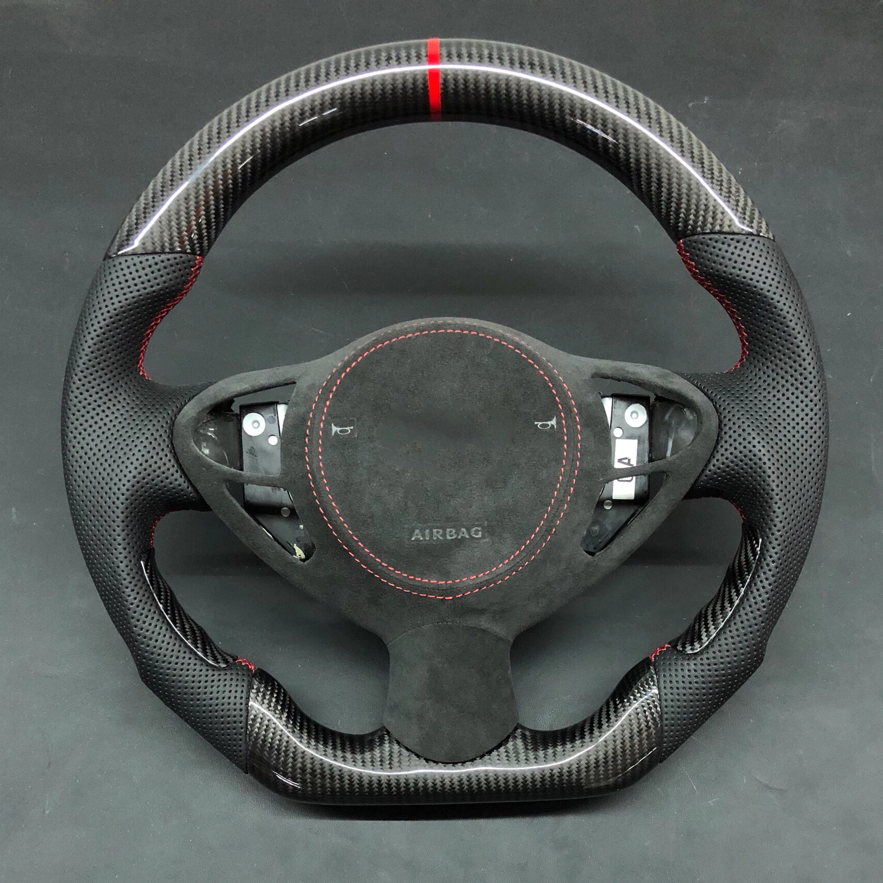 

Racing Cuatomized Trim Real Carbon Fiber Sports Steering Wheel Alcantara Leather compatible for INFINITI FX30 FX35 FX37 2013