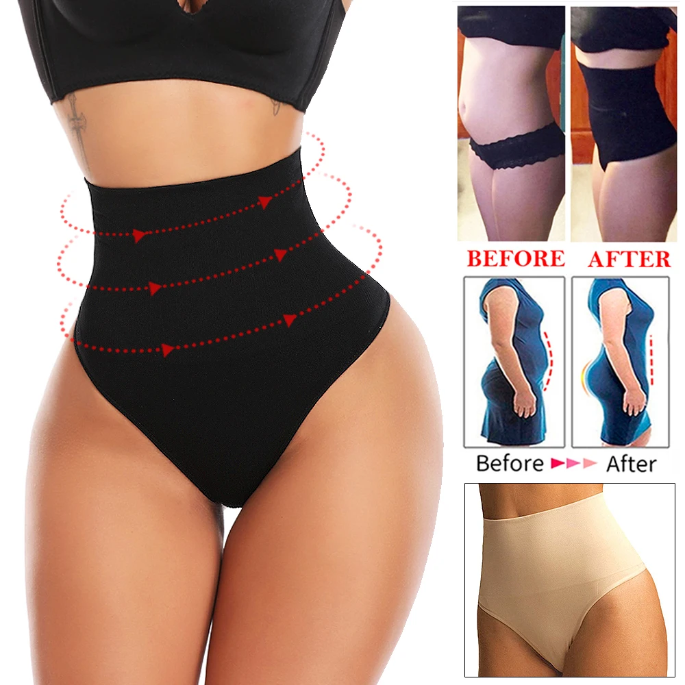 Sexy Women Shapewear Panties Bodysuit Body Shaper High Waist Tummy Control Seamless Strapless Slimming Panty Briefs Black S-3XL