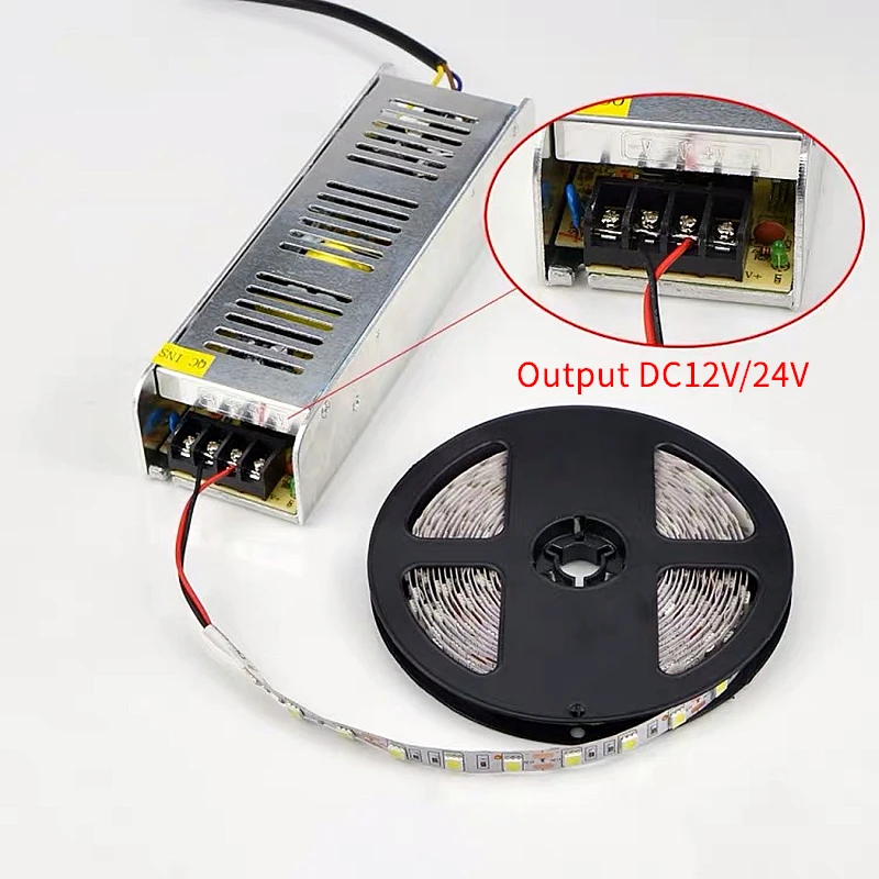 DC12/24V LED przełączanie transformatora oświetlenia Adapter do zasilacza AC110-220V do DC12/24V 1A 2A 5A 10A 20A 30A sterownik Strip lampa