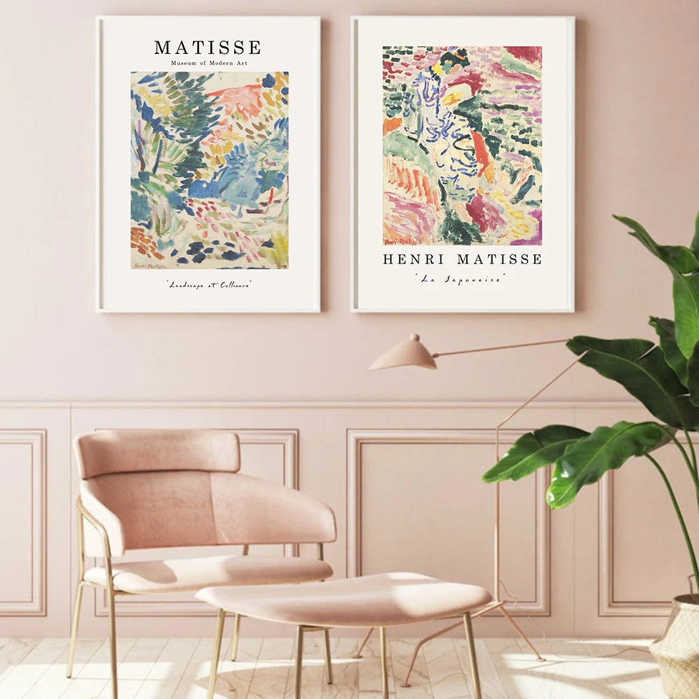 Vintage Henri Matisse Pink Retro Posters and Prints Abstract Landscape Wall Art Canvas for Living Room Home Decoration Painting