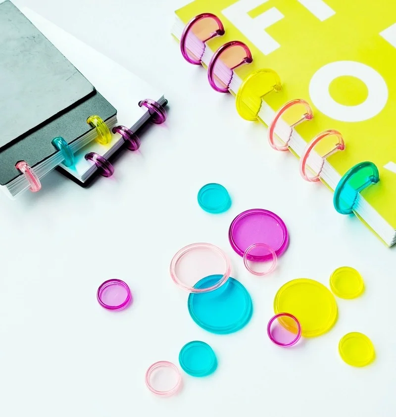 100PCS 35MM New Plastic Binding Rings Loose-leaf Binding Buckle 360 Degree DIY Notebook Rotating Disc Office Binding Supplie