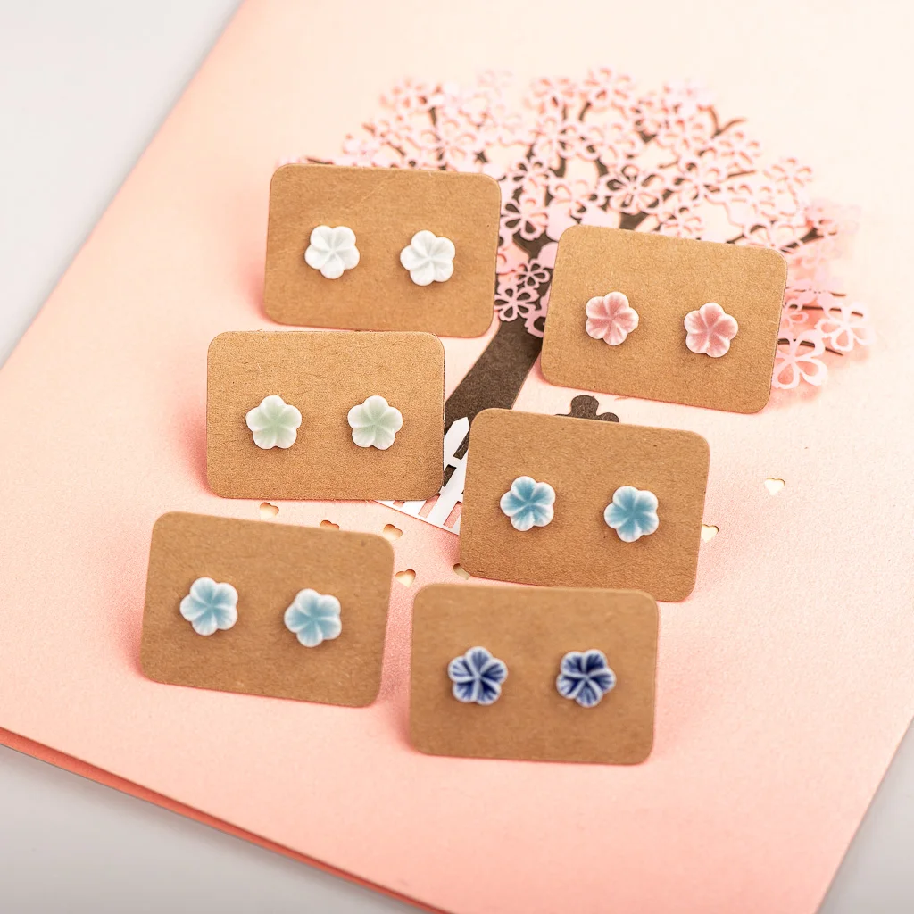 Plant Series Special Small Flower Multicolor Cute Ceramic Small Earrings Fashion Gift Ear Studs Jewelry Wholesale #LY129