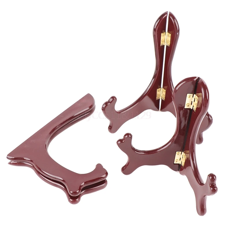 1pcs Wooden Tea Cake Holder Photo Card Tray Holder Folding Tripod Display Stand Home Decorations