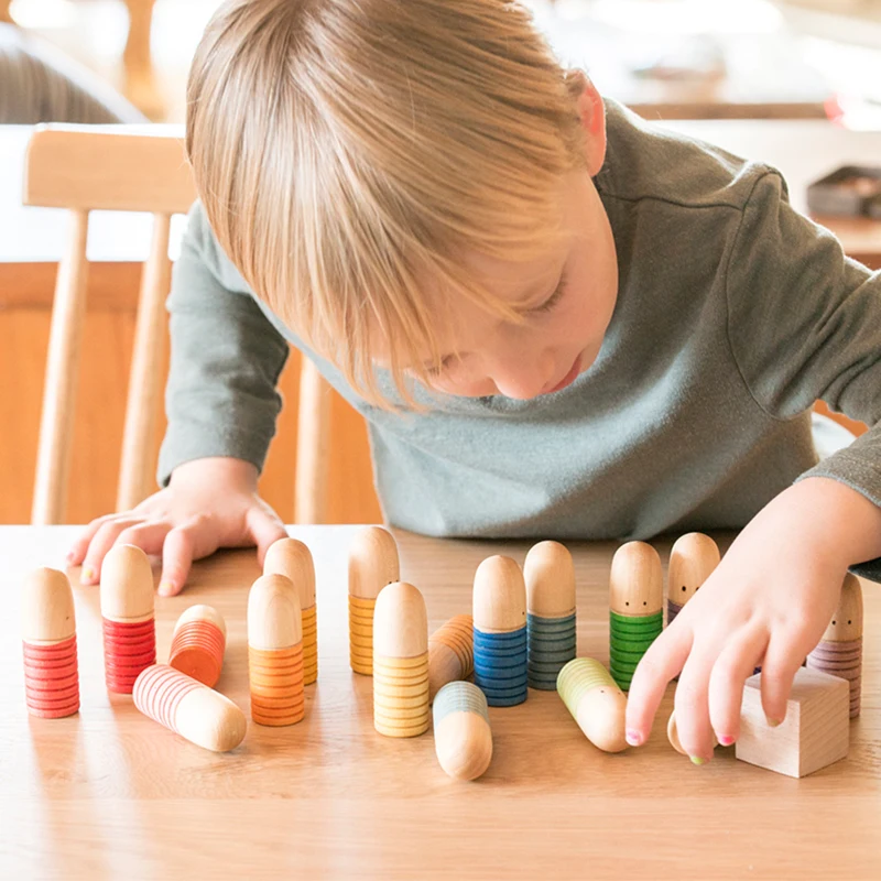 Kids Loose Parts Play Materials Rainbow Blocks Children Wooden Constructor Waldorf Toys Montessori At Home Toddler Activities