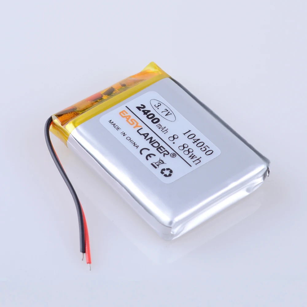 JST2.0 2P 3.7V 2400mAh 104050 Rechargeable Lithium Li-ion Polymer Battery Lipo