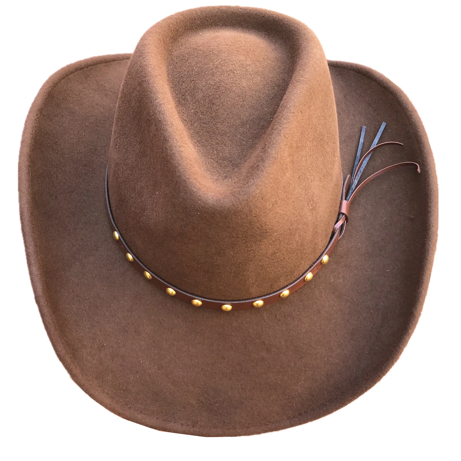 Brown Wool Felt Western Cowboy Hat For Men Women