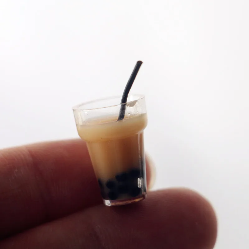 Casa de boneca pérola leite bebida copo palha simulação criativa mini miniatura comida modelo de jogo casa de bonecas