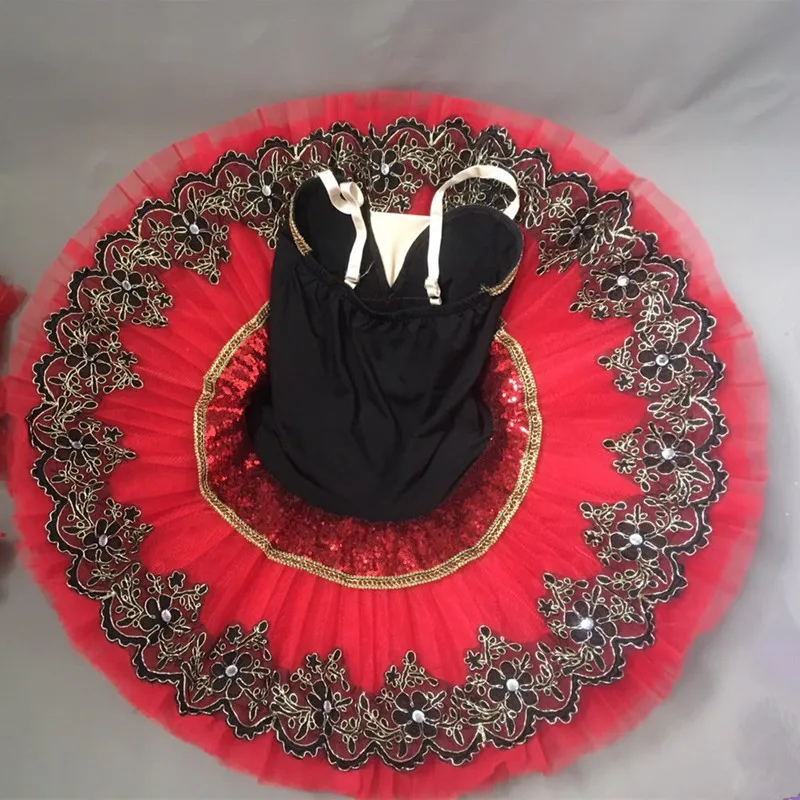 Tutu de ballet professionnel pour femmes adultes, tutu de ballet rouge pour filles, fête de ballerine, danse, 303