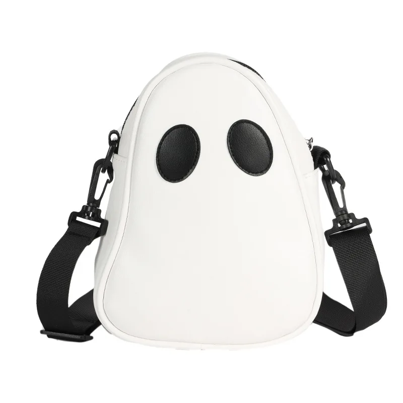 Wacky Funny Ghost Designer Women Shoulder Bag Cross Body PU Leather Black White