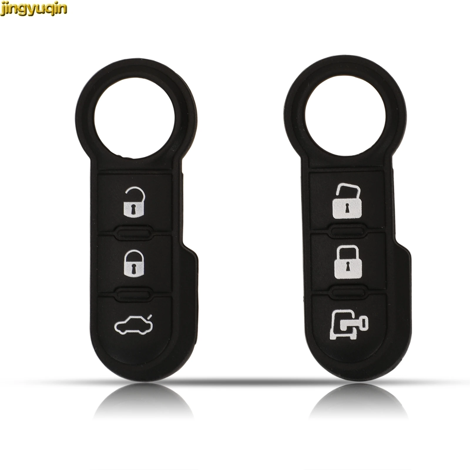 Jingyuqin Flip Remote Car Key White Button Pad For FIAT 500 500L Punto Bravo Panda Freemont 3 Buttons Rubber Replacement