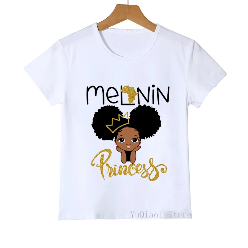 You Are Special Cute African American Melanin Princess Print Children's T-Shirts White Summer Top Tee Black Girl Magic Clothes