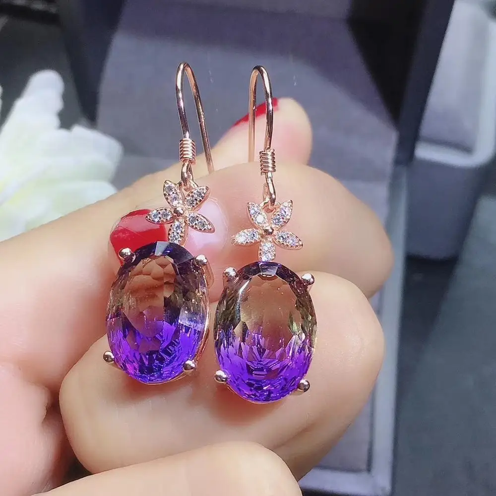 KJJEAXCMY fine jewelry Ametrine 925 sterling silver women gemstone earrings luxury