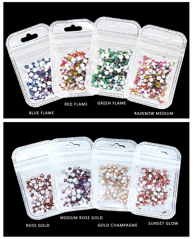 Mix sizes SS6-SS20 over 45 colors nail rhinestones strass non hot fix crystals glass glitters Gem for 3d art manicure designs