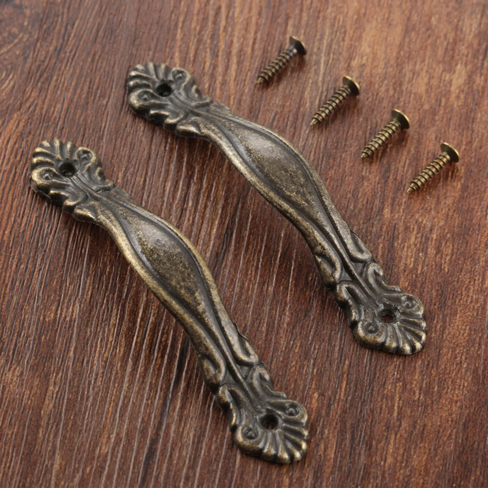 2Pcs Antique Brass Furniture Handles Cabinet Knobs and Handles Kitchen Cupboard Pull Handles Furniture Fittings 85x15mm