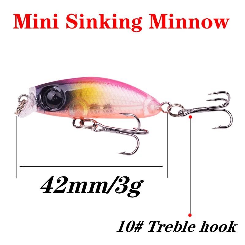 1Pcs Mini Sinking Wobbler Minnow Fishing Lure 4cm 3g Artificial Plastic Hard Bait for Trout Bass Pike Crankbaits Fishing Tackle