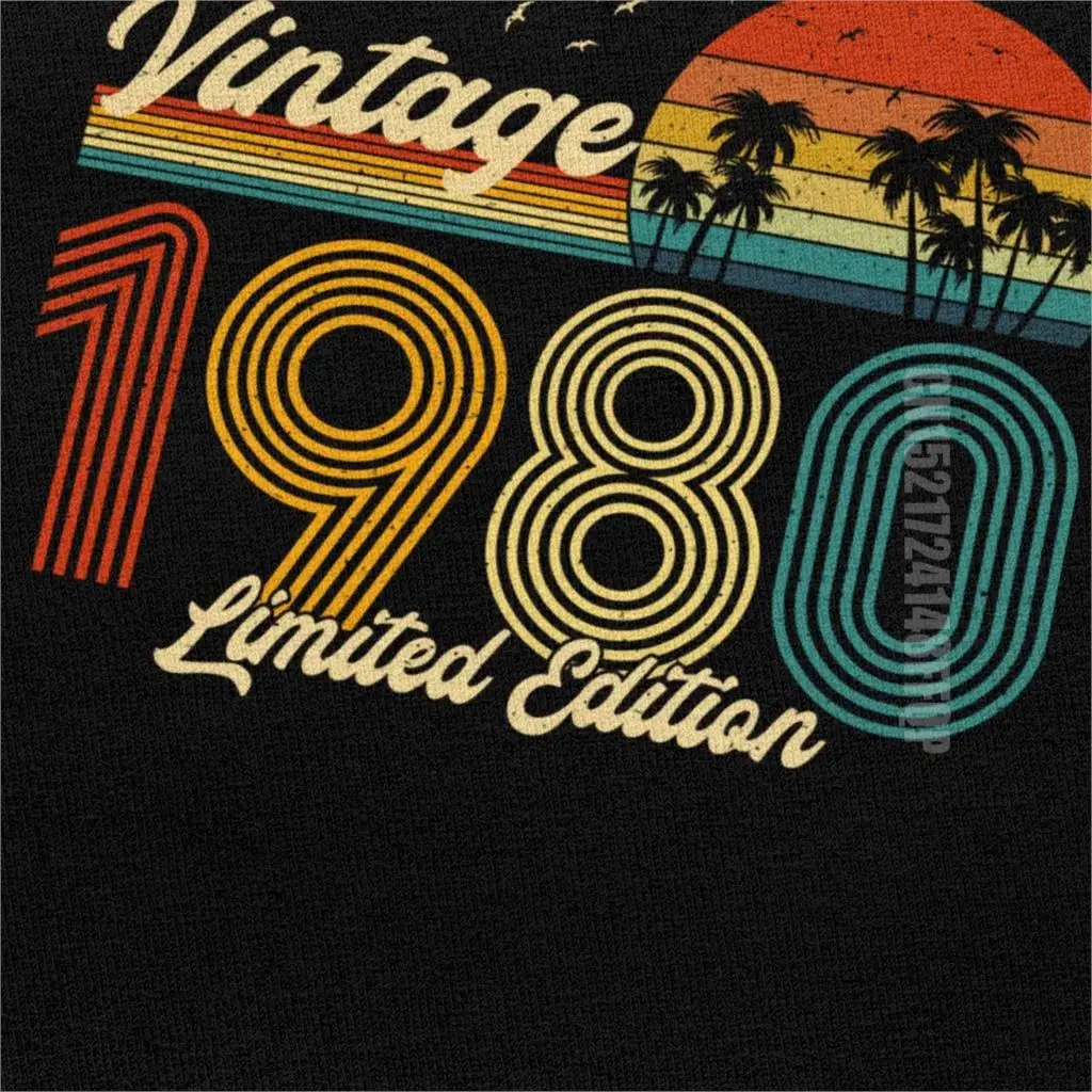 Vintage 1980 Limited Edition T-Shirt Men Graphic Tops Tees 40 Years Old 40th Birthday Gift T Shirt 100% Cotton Tshirt Clothing