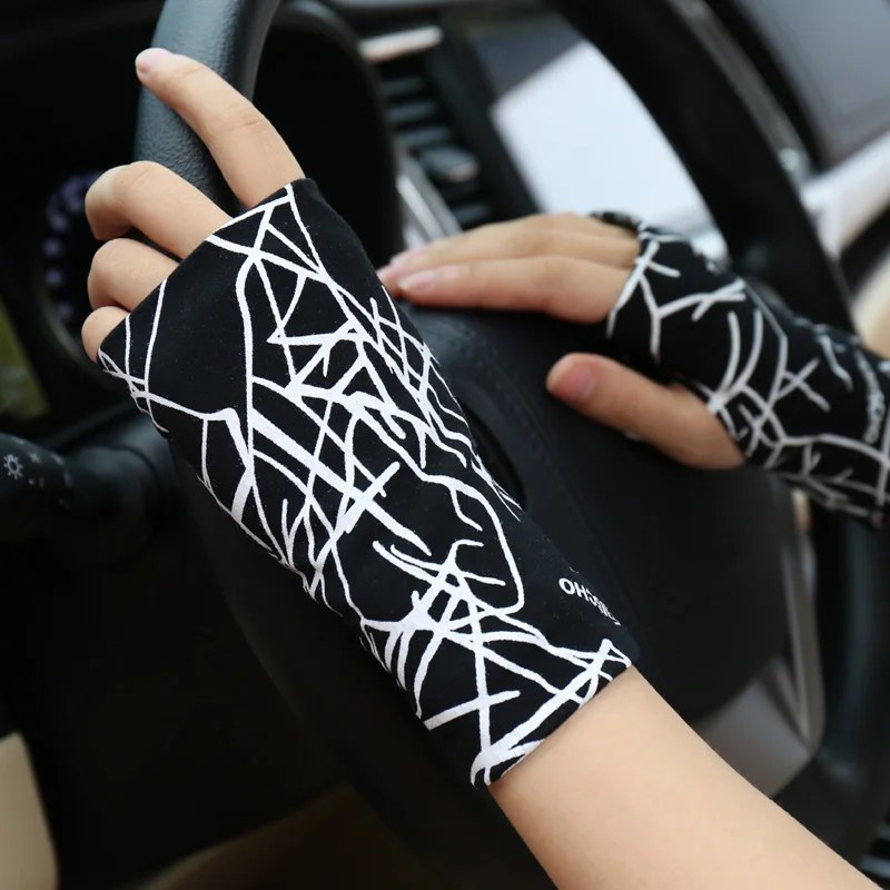 Summer Sotton Fingerless Sunscreen Gloves Unisex Thin Section to Cover Scars Tattoo Sports Driving and Riding