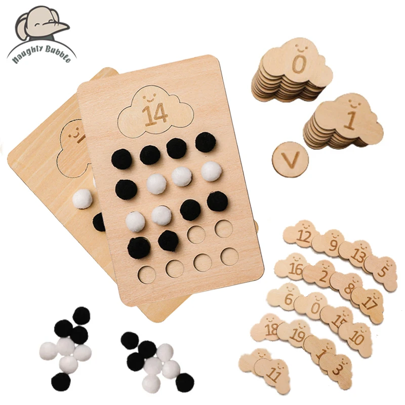 

1Set Montessori Educational Wooden Toys for Baby Clouds Cognitive Digital Board Baby Counting Numbers Games Puzzle Matching Toys