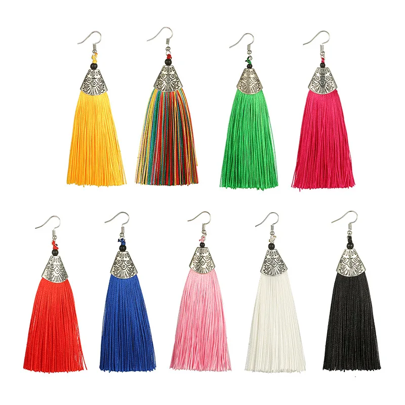 

BTWGL Retro Tassel Earrings Ladies Fashion Brand Jewelry Geometric Multicolor Simple Pendant Earrings