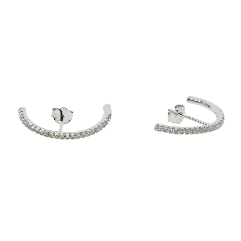 New Design Fashion Charm CZ crystal Stud earrings Geometric long bar Shiny rhinestone big earring 925 silver jewelry women