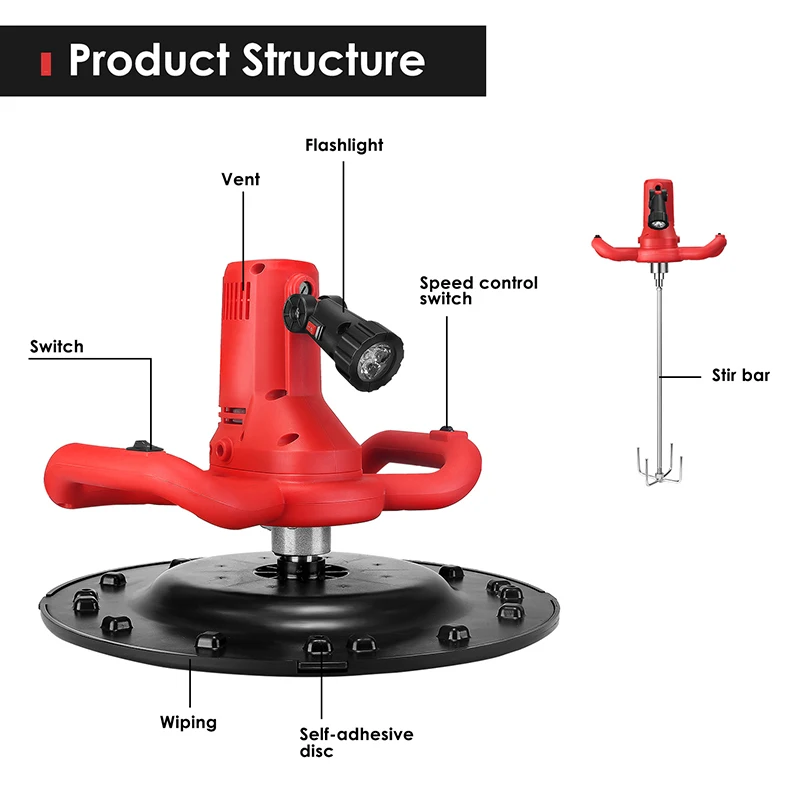 Imagem -06 - Polidor de Cimento Elétrico com Misturador de Lama Bar Gesso de Parede Colher de Argamassa de Cimento Concreto Máquina de Polimento de Reboco ac 1700w