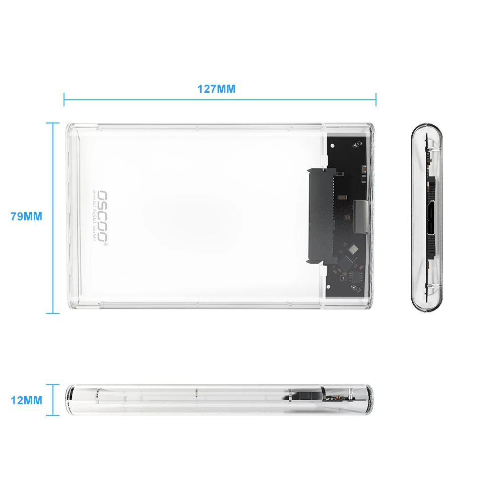 OSCOO USB Hard Drive Box 3.0 HDD Enclosure 2.5inch Serial Port SATA SSD Hard Drive Case Mobile External nvme Usb Adapter