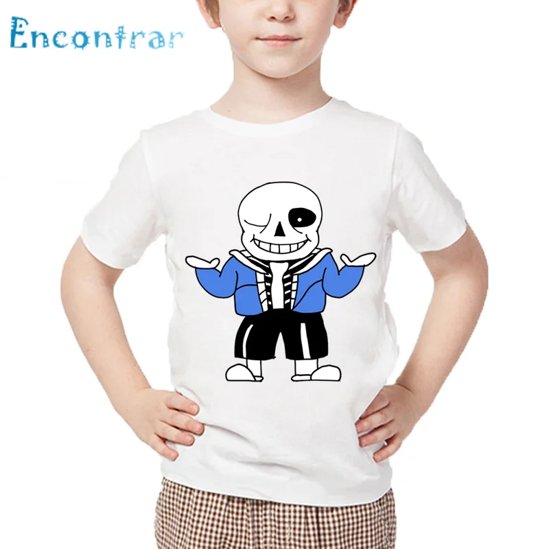 

Kids Skull Brother Undertale Sans Design T shirt Children Summer White Tops Boys and Girls Cartoon Funny T-shirt,oHKP2405