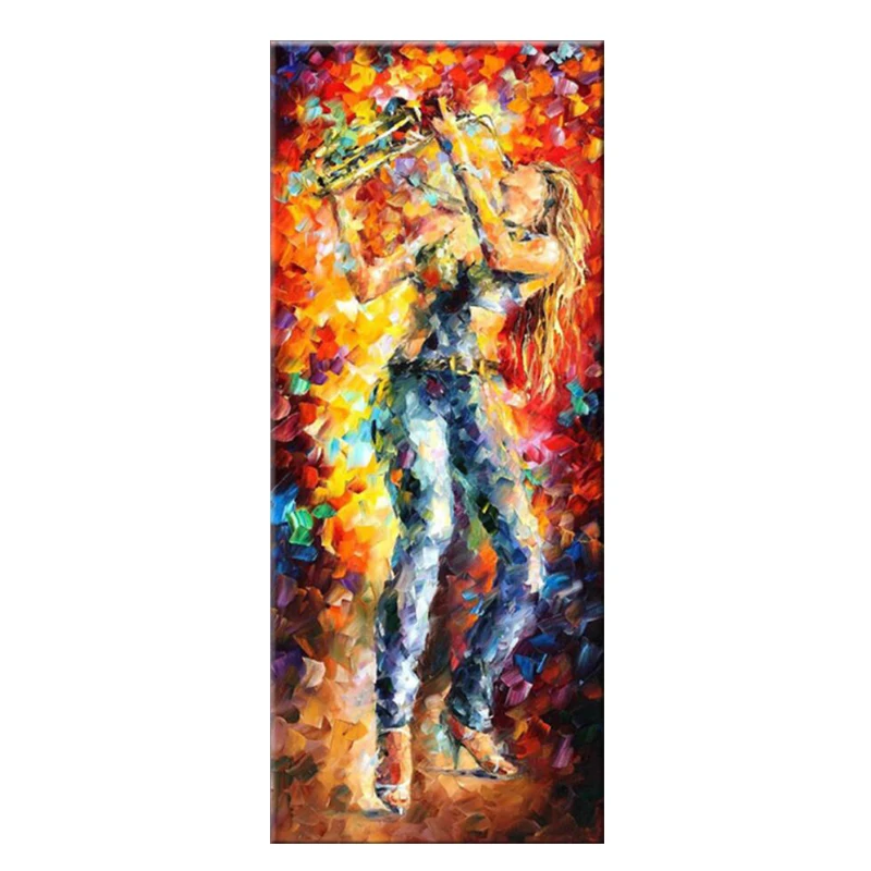 Hot Selling Abstract Lady Playing Saxophone Oil Painting On Canvas Woman With Music Oil Painting For Wall Decoration Art