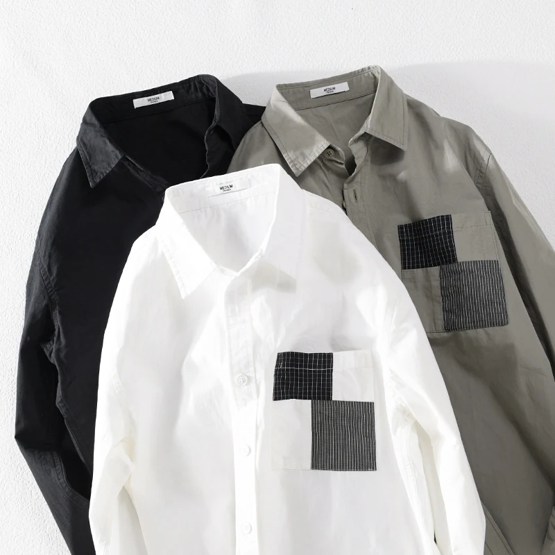 

Designer Long-sleeved Patchwork Cotton Shirts For Men Fashion Casual Brand Comfortable Tops Clothing Camisa Masculina Chemise