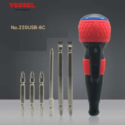 Vessel 220USB-6C Electric Screwdriver Rechargeable with 6 Screwdriver Bits