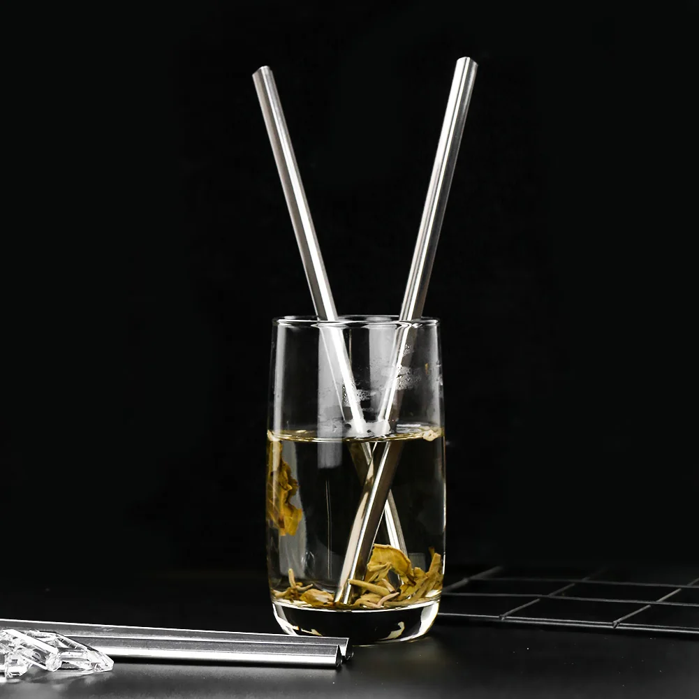 304 Stainless Steel Reusable Metal Straw Heart Shape Bubble Tea Straws Pearl Milkshake Drinking Straw Tube for Kitchen Bar 2Pcs