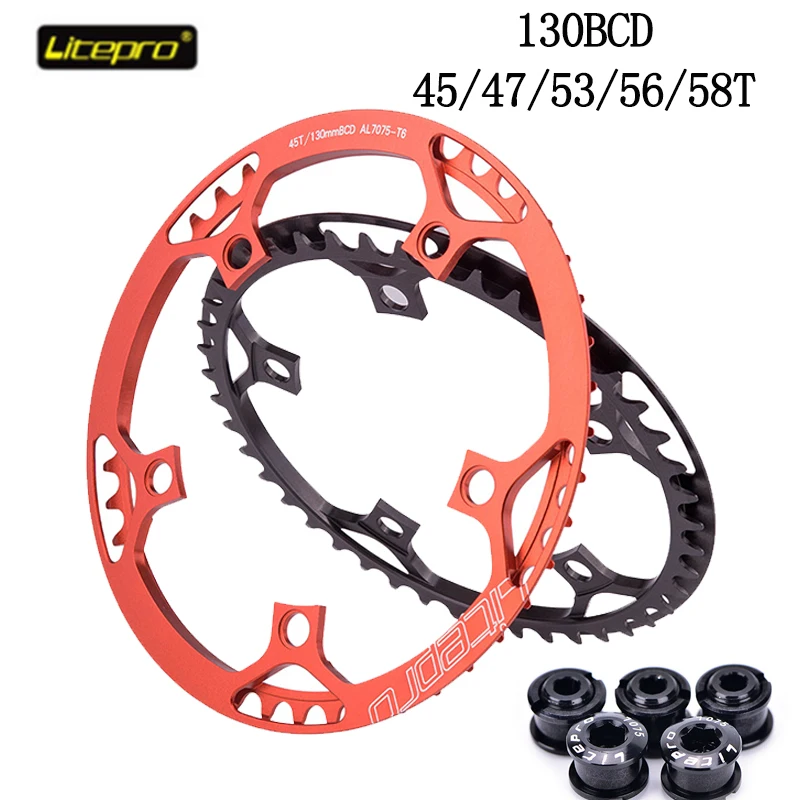 Litepro 130 BCD Chainring 6/7/8/9 Speed Folding Bike Chainring 45T 47T 53T 56T 58T Bmx Chainwheel Fit SHIMANO SRAM FSA Crank