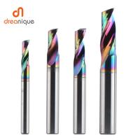 Dreanique 1pc 3.175 4 6 8mm CNC Single Flute Solid Carbide Alloy End Mill, DLC Coating Milling Cutter Bit For Aluminium